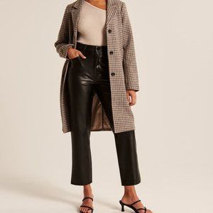 Abercrombie and Fitch Curve Love Vegan Leather Ankle Straight Pants in B…